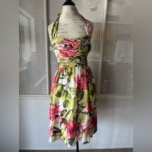 Tommy Bahama Halter Watercolor Orchid Tropical Silk Dress